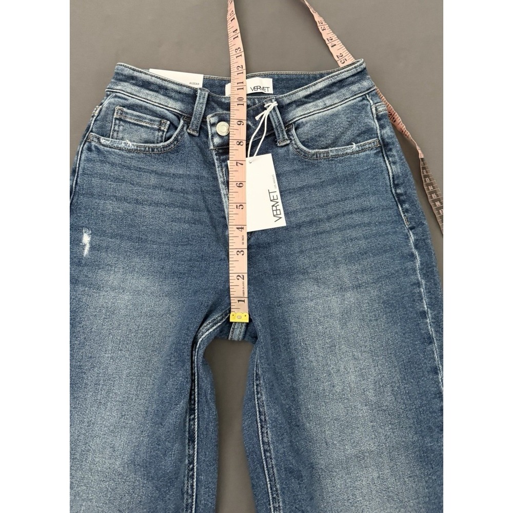 VERVET Alieeah Jeans Womens Size 24Blue Slim Wide Distressed Stretch NEW! - Picture 4 of 10